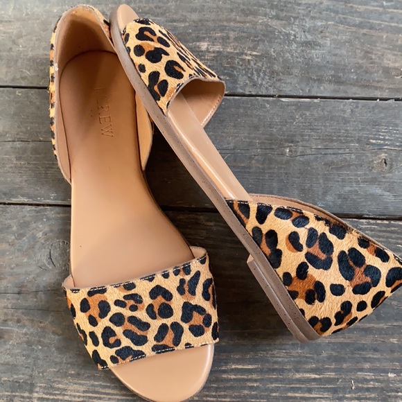 NEW J.Crew Factory Morgan Leopard Calf Hair Peep-toe 7.5 - Picture 3 of 9